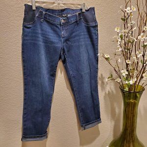 Dark Wash Indigo Blue Cropped Maternity Jeans